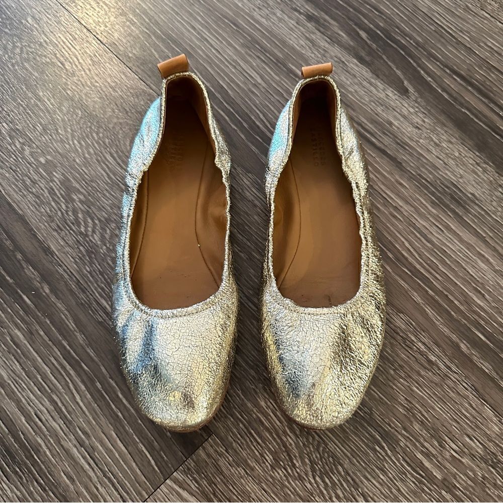 Mercedes Castillo gold metallic flats